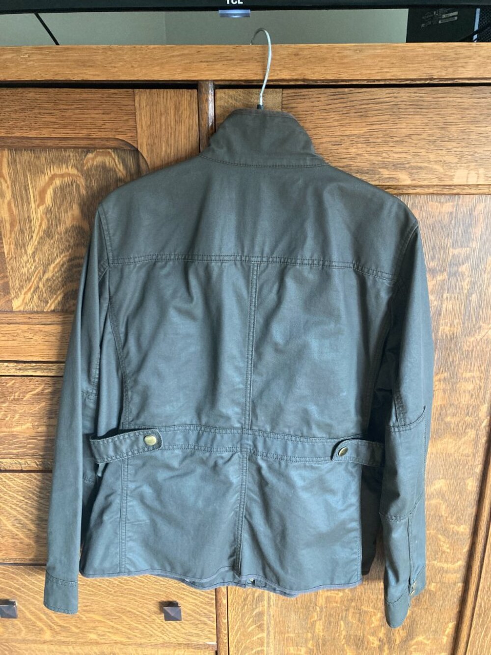 J Crew Field Jacket, XL, olive w/gold snaps & hidden zipper, good used condition - Picture 16 of 16
